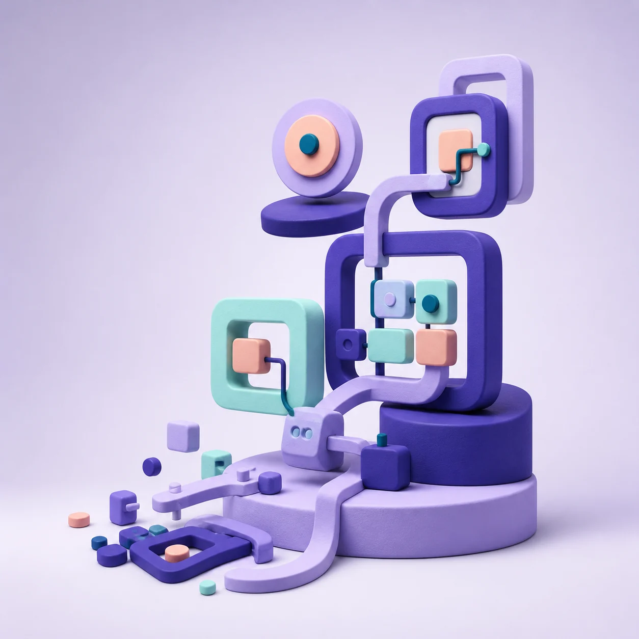 Abstract shaped-system sculpture created for the LISCOD digital platform.