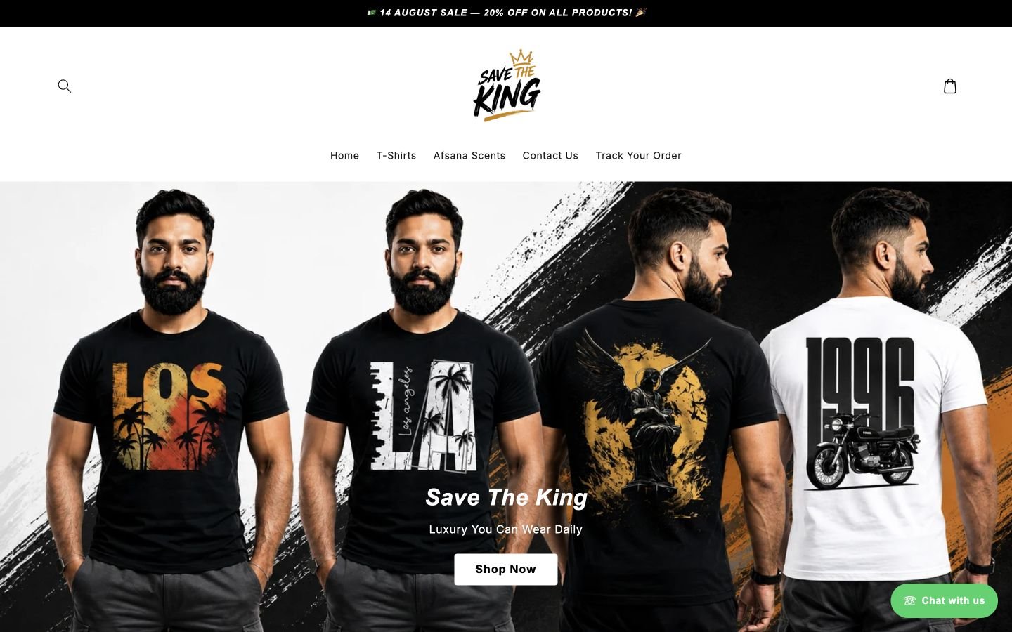STK Wear desktop storefront featuring graphic apparel and product-first navigation.