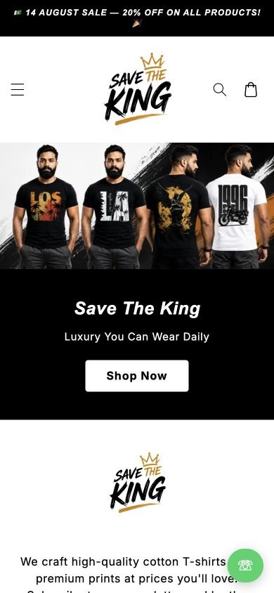 STK Wear mobile storefront showing responsive apparel presentation and a direct shop action.